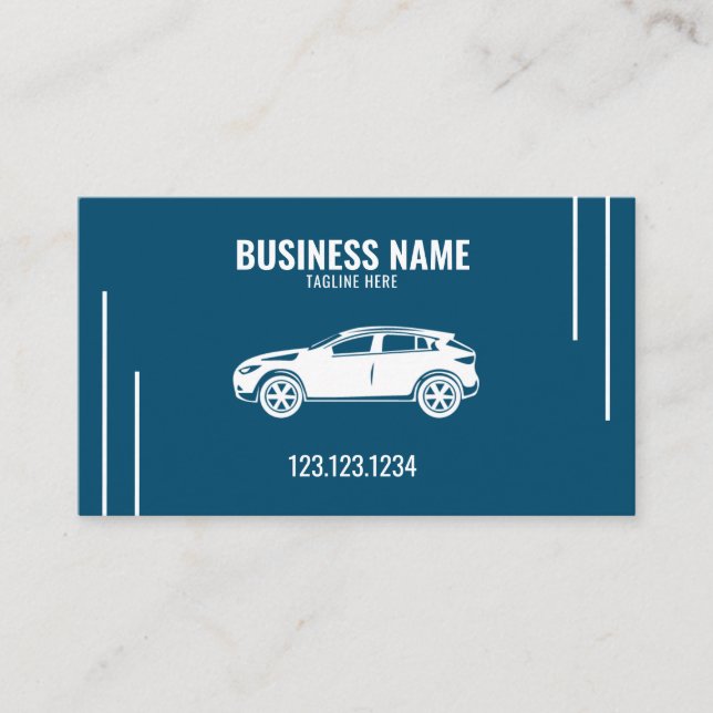 Carte De Visite Moderne élégant Blue Mobile Car Laver et détail (Devant)