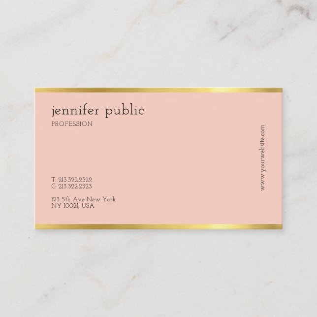 Carte De Visite Moderne, élégant, Blush Pink Or Professionnel Simp (Devant)