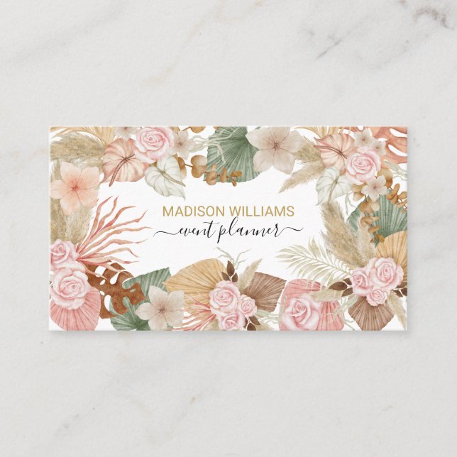 Carte De Visite Moderne élégant Boho élégant Botanique Floral (Devant)