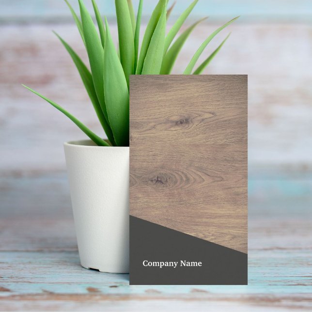 Carte De Visite Moderne Elegant Brown en bois gris Consultant (Créateur téléchargé)