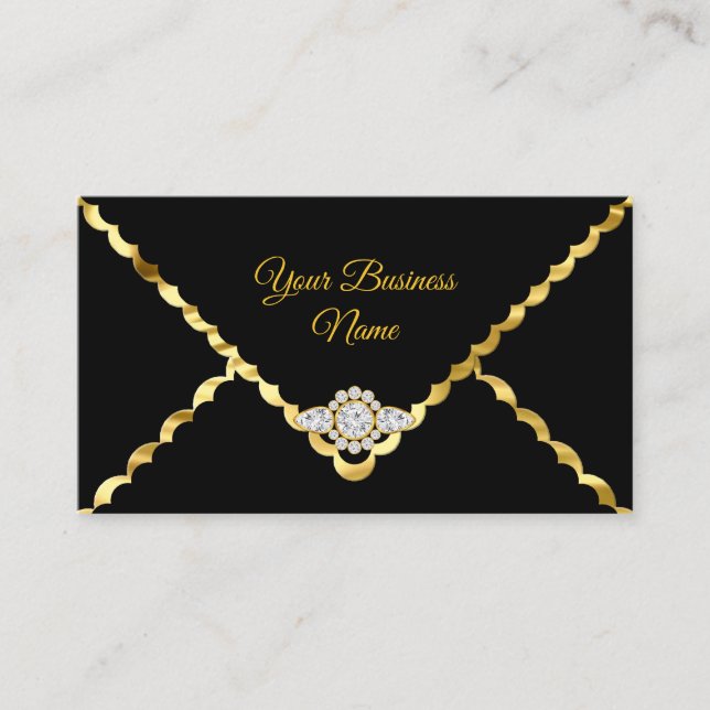 Carte De Visite Moderne élégant Business Gold Black Diamond gem (Devant)