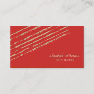 Carte De Visite Moderne Élégant Chic, Bandes Pailletées, Rouge