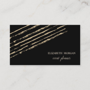 Carte De Visite Moderne Élégant Chic, Rayures Pailletées, Noir