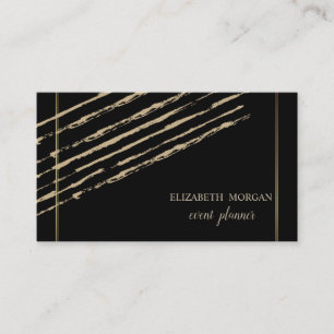 Carte De Visite Moderne Élégant Chic, Rayures Pailletées, Noir