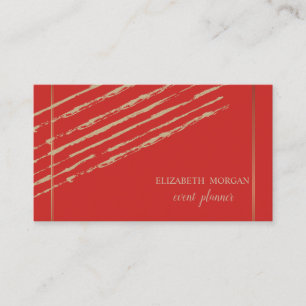 Carte De Visite Moderne Élégant Chic, Rayures Pailletées, Rouge