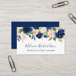 Carte De Visite Moderne Élégant classique bleu rose flou