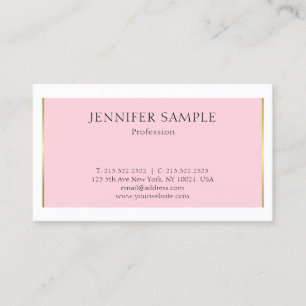 Carte De Visite Moderne Elegant Clean Plain tendance Pink Gold Des