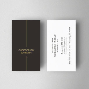 Carte De Visite Moderne Elegant Dark Faux Gold Line Attorney