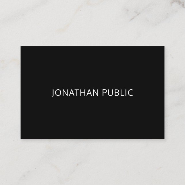 Carte De Visite Moderne Élégant Design simple Noir Blanc Modèle (Devant)