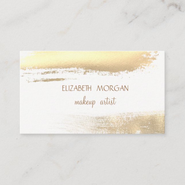 Carte De Visite Moderne Elégant Faux Gold Foil Broke, Blanc (Devant)