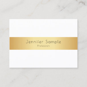 Carte De Visite Moderne Elégant Faux Gold White Professionnel