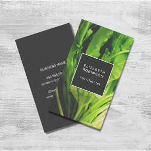 Carte De Visite Moderne Elegant Feuilles verts nutritionniste