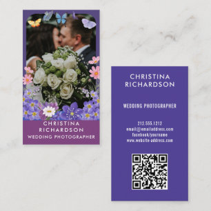 Carte De Visite Moderne Elegant floral Frame photo mariage