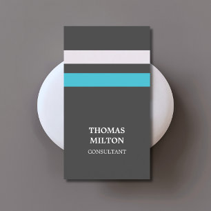 Carte De Visite Moderne Élégant Gris Bleu Rayures Consultant 