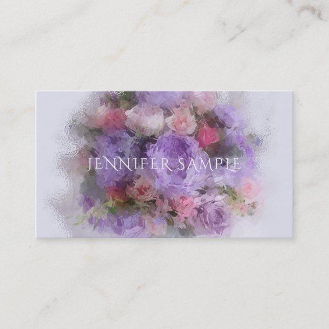 Carte De Visite Moderne Elégant Huile Couleurs Fleurs Modèle d'art (Devant)