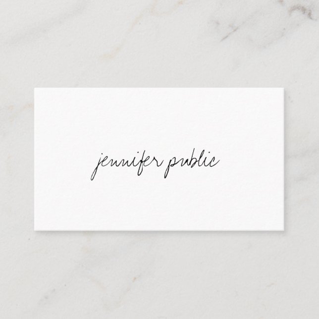 Carte De Visite Moderne Elegant Libre Script Professionnel Simple (Devant)