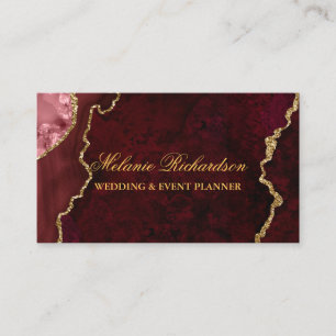Carte De Visite Moderne Elégant Marbre Bourgogne Agate Géode Or