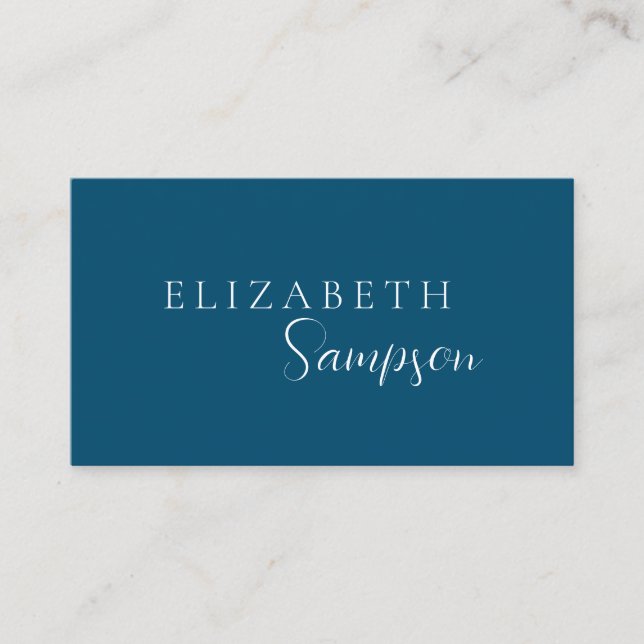 Carte De Visite Moderne Elegant Marine Bleu et Blanc (Devant)