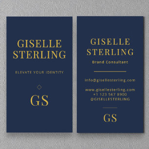 Carte De Visite Moderne Elégant Marine Bleu Minimaliste Deux Monog