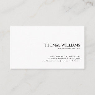 Carte De Visite Moderne Élégant minimaliste Professionnel Plain