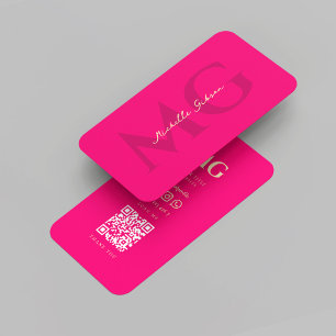 Carte De Visite Moderne Élégant Monogramme rose
