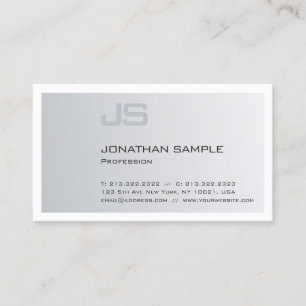 Carte De Visite Moderne Élégant Monogramme tendance Silver Plain