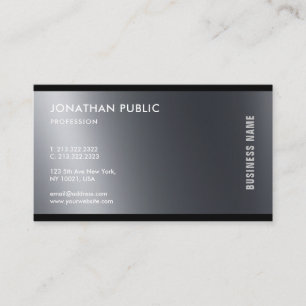 Carte De Visite Moderne Elegant Noir Blanc Professionnel Chic Plai