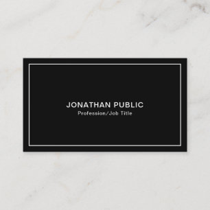 Carte De Visite Moderne Elegant Noir Blanc Simple Chic Plain