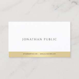 Carte De Visite Moderne Elegant Or Blanc Professionnel Simple