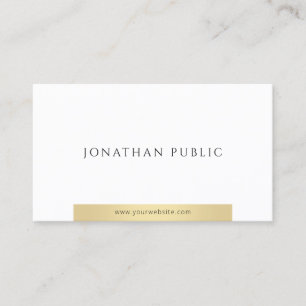 Carte De Visite Moderne Elegant Or Blanc Simple Professionnel