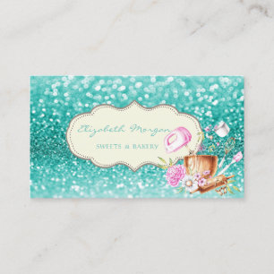 Carte De Visite Moderne Élégant Outils de boulangerie Bokeh