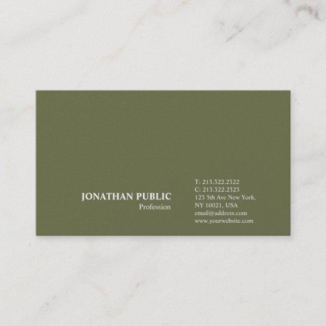 Carte De Visite Moderne élégant Plain Premium Pearl Finish Luxe (Devant)