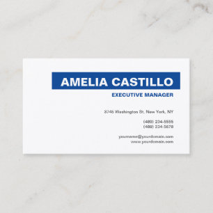 Carte De Visite Moderne Elegant Plain Premium Silk Bleu Blanc