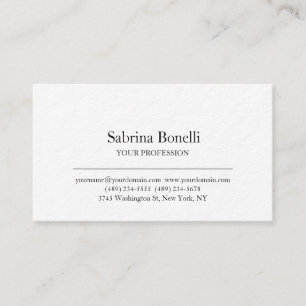 Carte De Visite Moderne élégant Plain Simple Blanc Premium épais