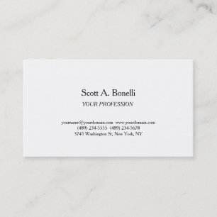 Carte De Visite Moderne Elegant Plain Simple Blanc Spécial