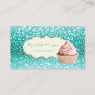 Carte De Visite Moderne Élégant Professionnel, Bokeh Glittery, Cup