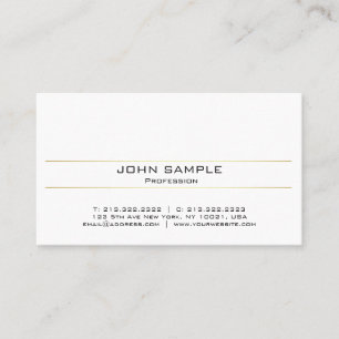 Carte De Visite Moderne élégant professionnel Gold Blanc minimalis
