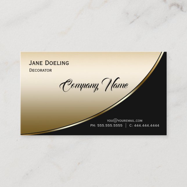 Carte De Visite Moderne Elegant Professionnel Highlight Black Gold (Devant)