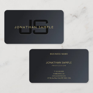 Carte De Visite Moderne Elegant Professionnel Noir & Or Luxueux