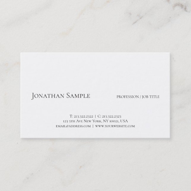Carte De Visite Moderne Élégant Professionnel Simple Modèle Élégan (Devant)