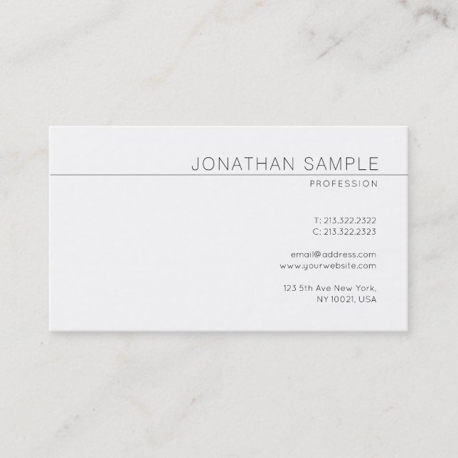 Carte De Visite Moderne Elegant Propre Design tendance Plaine Luxe (Devant)