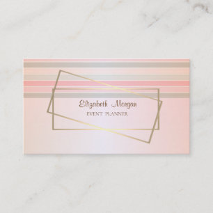 Carte De Visite Moderne Elégant rayé, Cadre Or