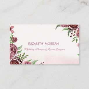 Carte De Visite Moderne Élégant Romantique Aquarelle Fleurs Roses