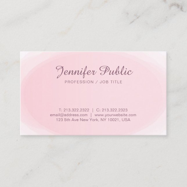 Carte De Visite Moderne Elegant Rose Blanc Chic Blanc Blanc (Devant)