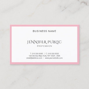 Carte De Visite Moderne Élégant Rose Pâle Blanc Haut de Modèle Pro