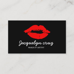 Carte De Visite Moderne Elégant Rouge Lips Maquillage Artiste Plai
