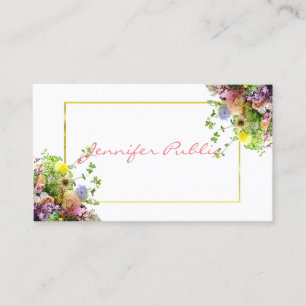Carte De Visite Moderne Élégant Script Modèle Aquarelle Fleurs