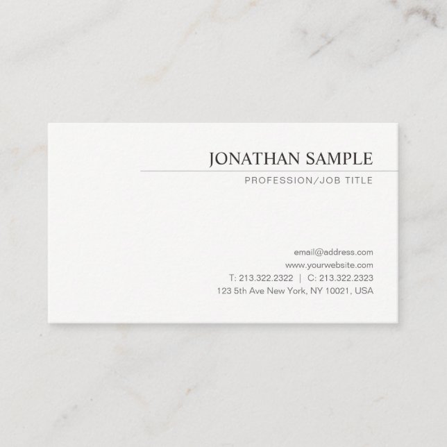 Carte De Visite Moderne Elegant Simple Design Modèle professionnel (Devant)