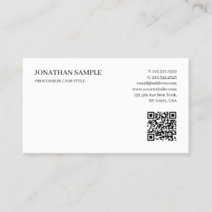 Carte De Visite Moderne Élégant Simple Modèle Code QR Texte Person