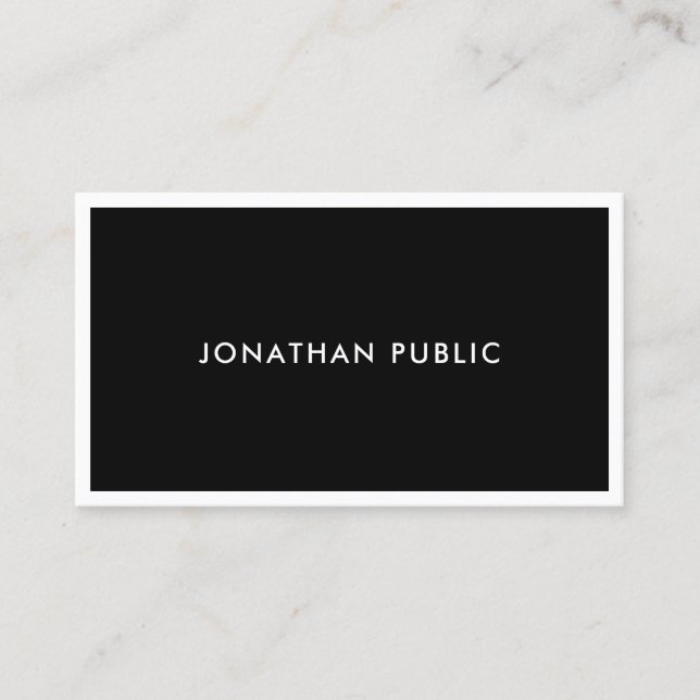 Carte De Visite Moderne Élégant Simple Modèle noir et blanc (Devant)
